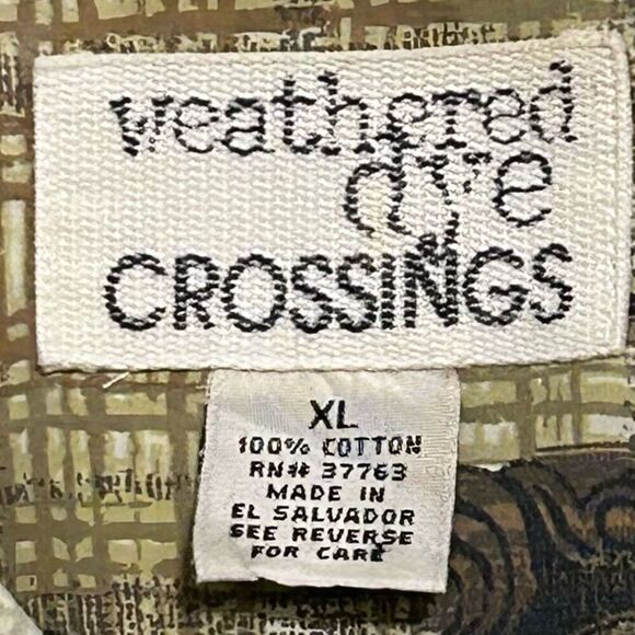 Vintage 90s Weathered Dye Crossings Button-up Shirt Men's XL Brown Green Tribal - Picture 12 of 13